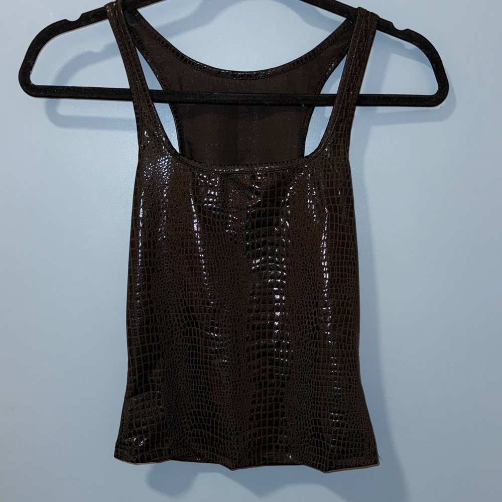 Black Crocodile Pattern Tank Top